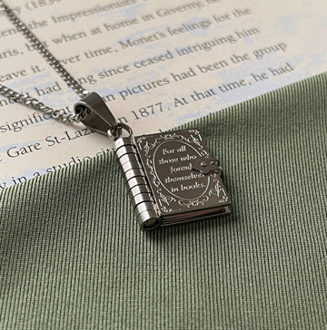 Openable Book Chain Pendant Necklace