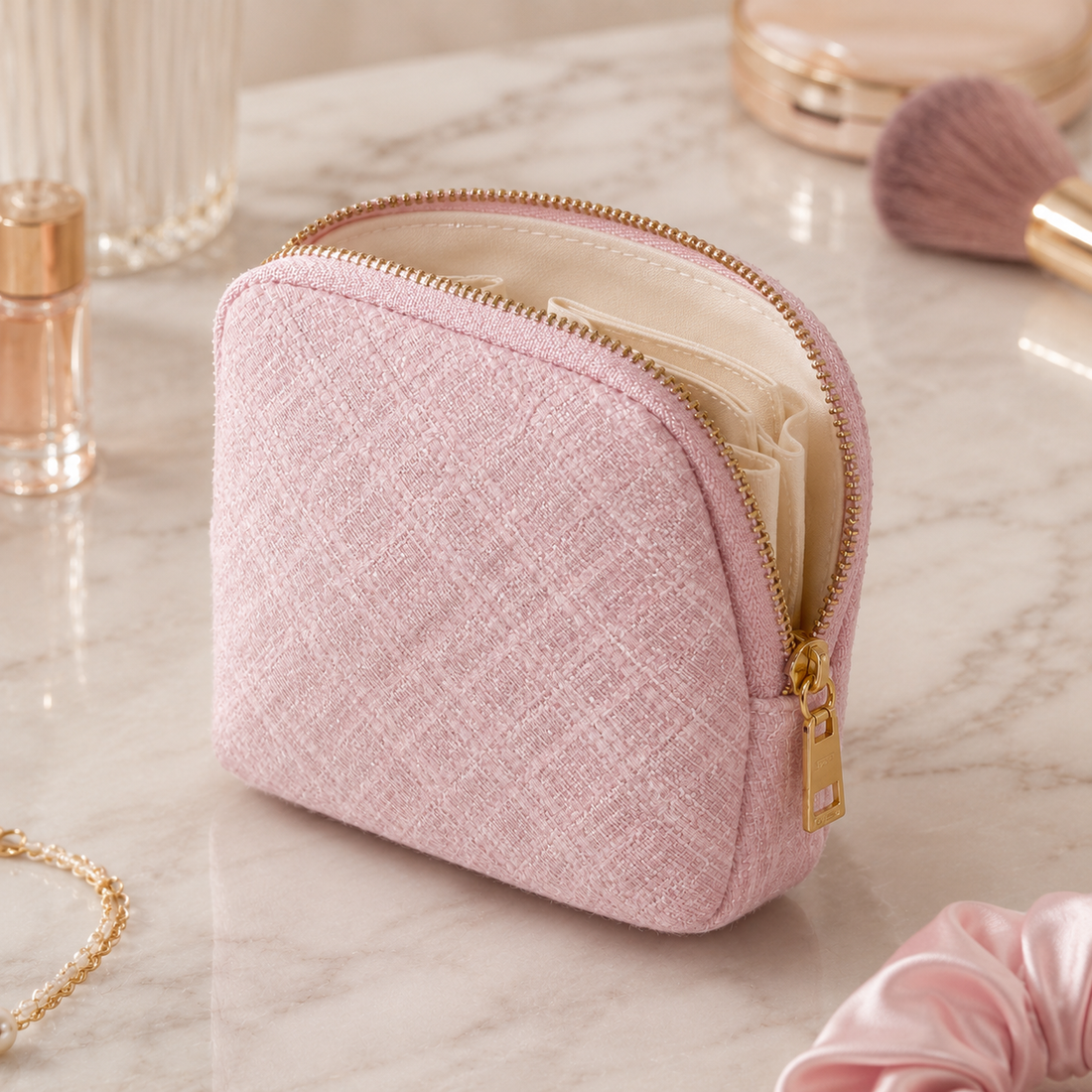 Velvet pastel jewelry pouch