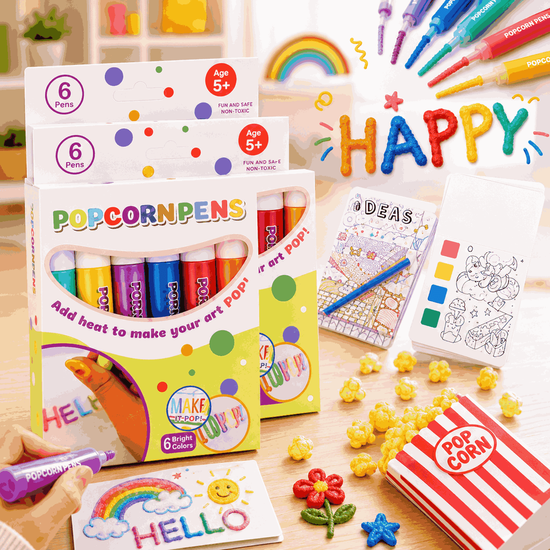 Colorful 3D Magic Popcorn Pens For Kids